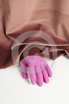 Velvet pink gradient plastic glove