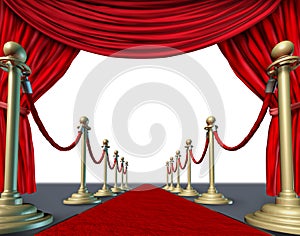 Velvet red curtain frame