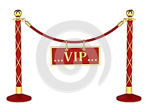 A velvet rope barrier, with a vip sign