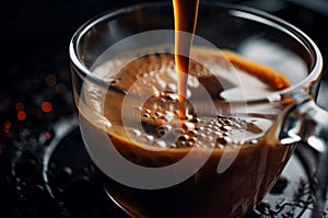 Velvety Espresso foam cup shot. Generate Ai