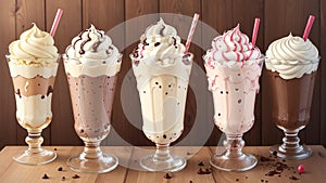 Velvety and Indulgent Ice Cream for a Delicious Chocolate Milkshake on National Chocolate .AI Generated