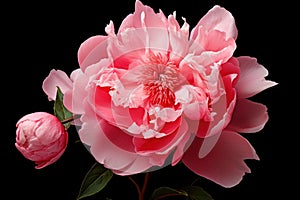 Velvety Pink peony flower. Generate Ai photo