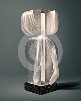 Velvety ribbon sparingly sprinkled with twinkling sequins embellishing a gossamer ensemble. AI generation