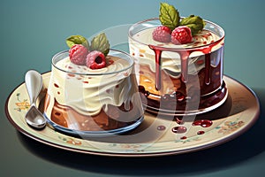 Velvety Set tasty pudding. Generate Ai photo