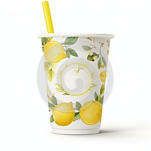 Velvia Style Lemonade Cup Mockup With Ornamental Lith Printing