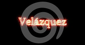 VelÃ¡zquez written with fire. Loop