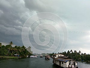 Vembanad Lake,Kerala cloudy weather