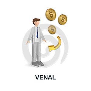 Venal icon in 3d. Colored illustration from corruption collection. Creative Venal icon for web design, templates