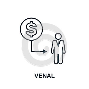 Venal icon. Thin outline style design from corruption icons collection. Creative Venal icon for web design, apps, software, print