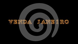 Venda janeiro fire text effect black background photo