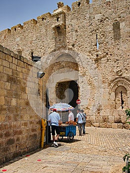 Vending Cart in Old Jerusalem, Holy Lands