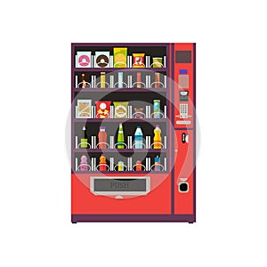 Vending machine product items set. Vector illustration in flat style