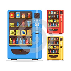 Vending Machine Set with Food and Drink. Vector