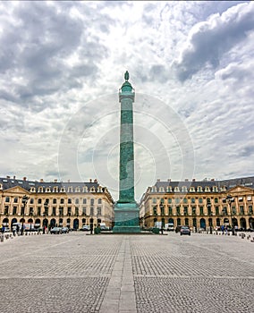 Vendome column on Vendome square in Paris, France