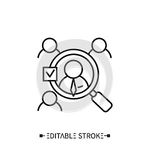 Vendor selection line icon. Editable illustration