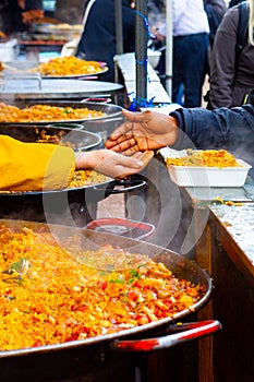 Vendor selling street food at the Farmers Market in front of Birkbeck University, London