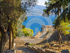 The venecian fortres near city of Nafpaktos. Gulf of Corinth, Greece.