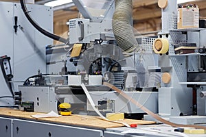 Veneer or edge banding machine at factory