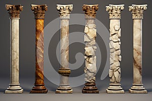 Venerable Marble ancient pillars. Generate Ai
