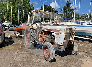 Venerable old tractor finds job in boatyard