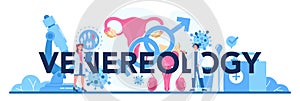 Venereology typographic header. Professional diagnostic of dermatology