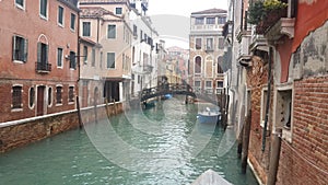 Venetia and gondolas on the channel illustration