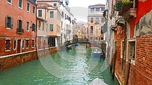 Venetia and gondolas on the channel illustration