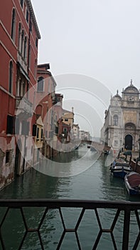 Venetia and gondolas on the channel illustration