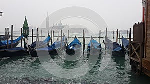 Venetia and gondolas on the channel illustration