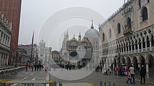 Venetia and gondolas on the channel illustration