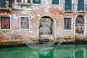 Venetian buildings and boats along Canal Grande, Venice, italy