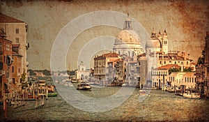 Venetian canal and gondolas