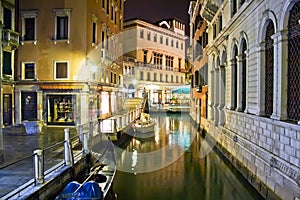 Venetian canal at night