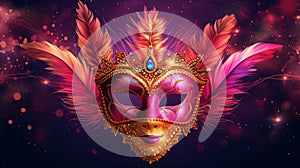 Venetian carnival banner with luxurious mask