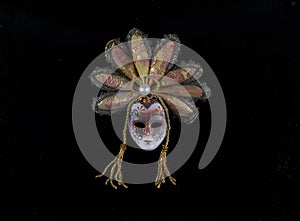 venetian carnival colorful mysterious masquerade mask isolated on black