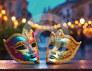 Venetian carnival masks on the street in Venice