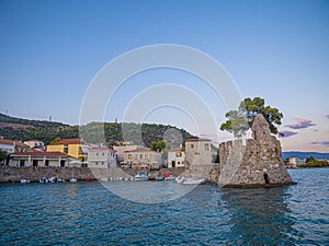 Venetian Castle and harbour of Nafpaktos. Gulf of Corinth, Greece.