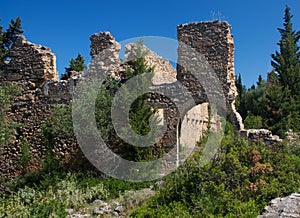 Venetian Castle Ruins near Assos village in Kefalonia Cephalonia island in Greece