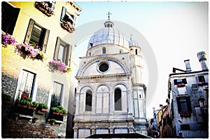 The Venetian churches. Facades, frontons, roofs and belfries