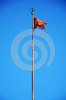 Venetian flag in S. Mark`s Square, in Venice, Italy