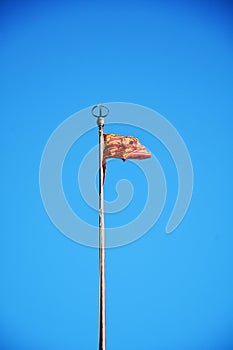 Venetian flag in St. Mark`s Square, Venice, Italy, Europe