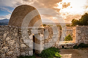 The venetian fortress of Fortezza on the hill at the old town of Rethimno, Crete.