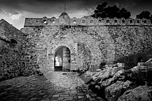 The venetian fortress of Fortezza on the hill at the old town of Rethimno, Crete.