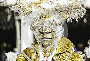 Venetian golden mask with feathers