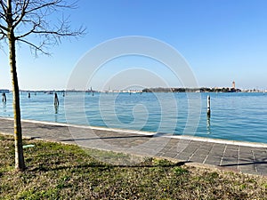 Venetian Lagoon from promenade of Lido di Venezia photo