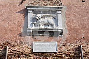 Venetian lion statue, symbol of Venice Italy