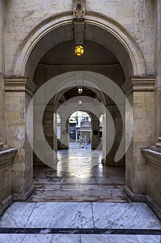 Venetian Loggia, interior view. Looking through the arches from the courtyard to the 25th August street