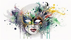 Venetian mask carnival colorful splash art masquerade mardi gras