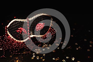 Venetian masks for carnival on a black background