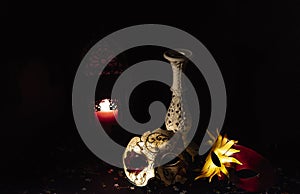 Venetian masks for carnival on a black background